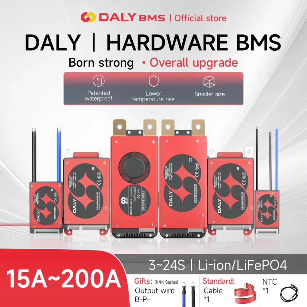 DALY BMS Li-ion 10S 36V 13S 14S 48V 16S 17S 60V LFP 4S 8S 16S 24V BMS avec ntc 15A 20A 40A 60A 100A