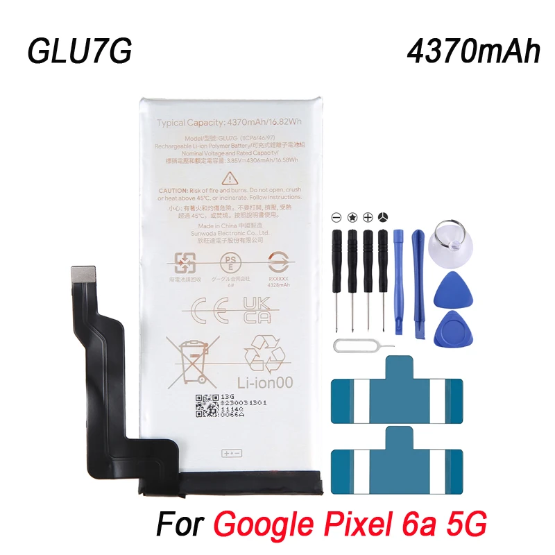 

For Google Pixel 6a 5G Li-Polymer Battery Replacement 4370mAh Rechargeable Phone Battery GLU7G