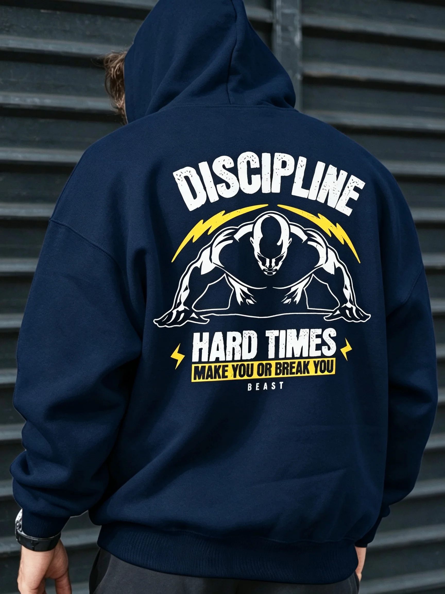 VintageMotivationalGym Hoodies for Men Muscle Print Oversized Hooded Sweatshirt Fitness Workout Training Street Casual Sport Top