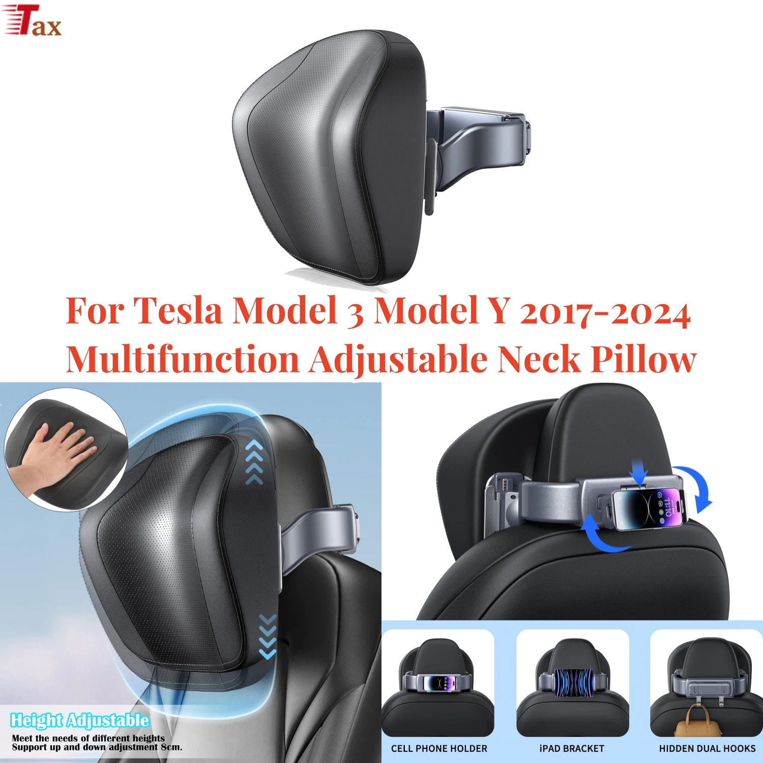 

Adjustable Headrest Pillow Neck Pillow For Tesla Model 3 Model Y 2017-2024 Highland, Seat Pillow Neck Rest Cushion with Brackets