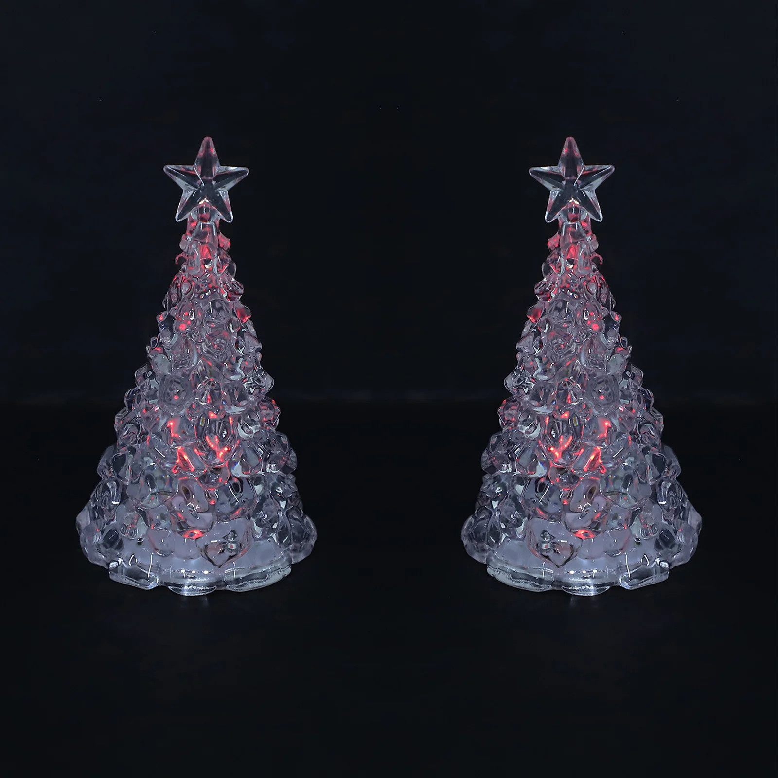 2 قطعة LED شجرة عيد الميلاد أضواء ليلية صغيرة الاكريليك عيد الميلاد الجدول مصباح مصباح للزينة غرفة نوم سطح المكتب ضوء الليل #4