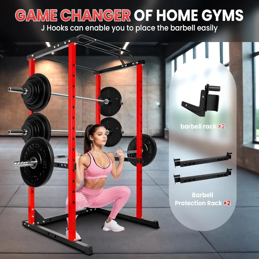 홈짐 피트니스 트레이닝용 풀업 바가 있는 스쿼트 랙, 1200파운드 무게 용량의 파워 랙, 내구성 강한 운동 기구