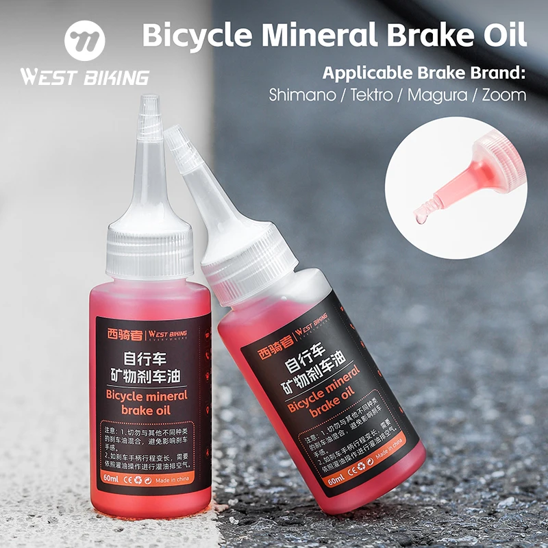 WEST BIKING Bike Brake Mineral Oil 60ml/2oz Ideal for Shimano and Tektro Hydraulic Brake Systems Mountain Bike Accessories