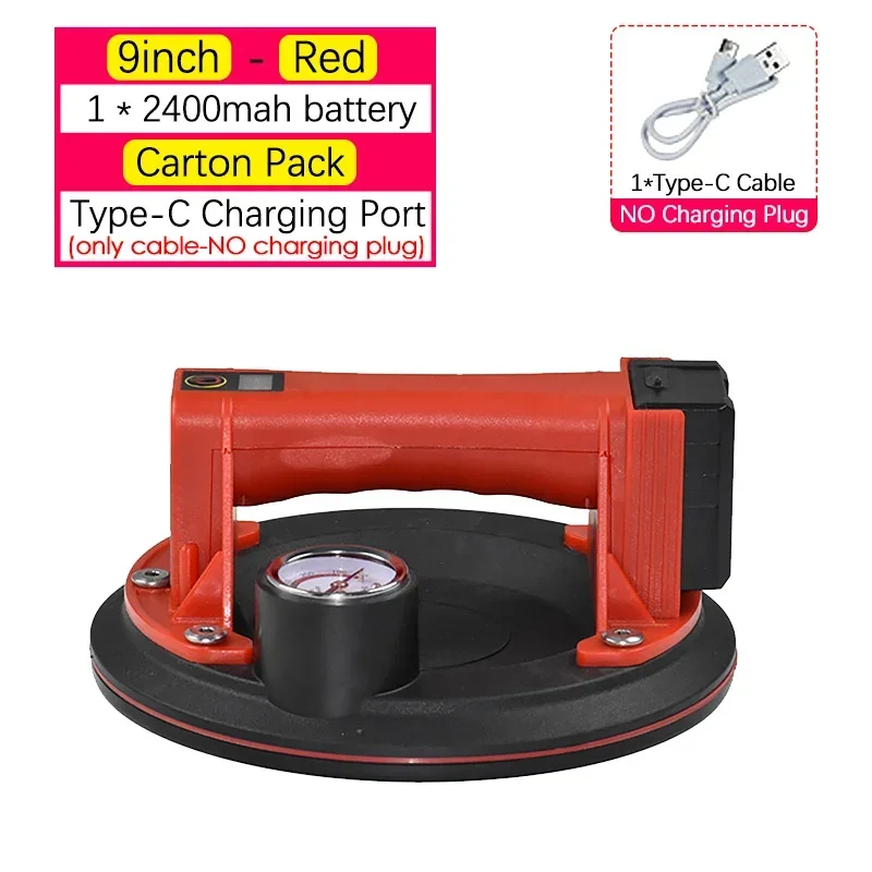 8inch/9inch 200Kg Load Heavy Suction Cup Lifter Electric Vacuum Suction Cup Glass Tile Suckers Industrial Air Pump Type-C Port