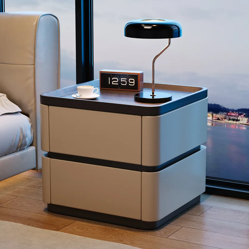 Italian minimalist storage cabinet, high-end bedside cabinet, Internet celebrity password lock, bedside table, modern simple sol