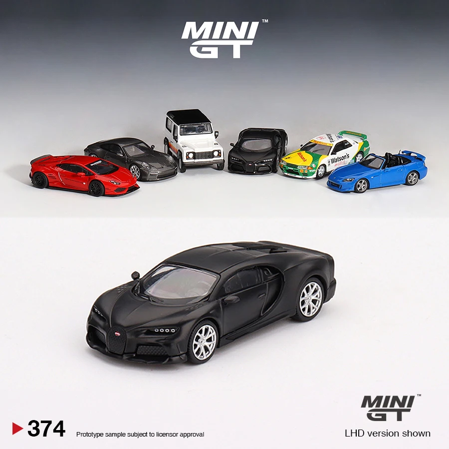 

MINI GT 1:64 Chiron супер Спортивная литой модель автомобиля из сплава-матовый черный #374 LHD