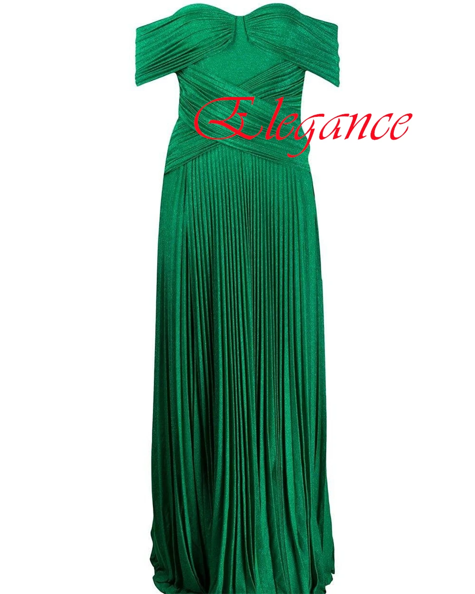 

Customized Graceful Green Jersey Evening Dress High Quality Strapless Off the Shoulder Zipper Back Special Occasion Gowns