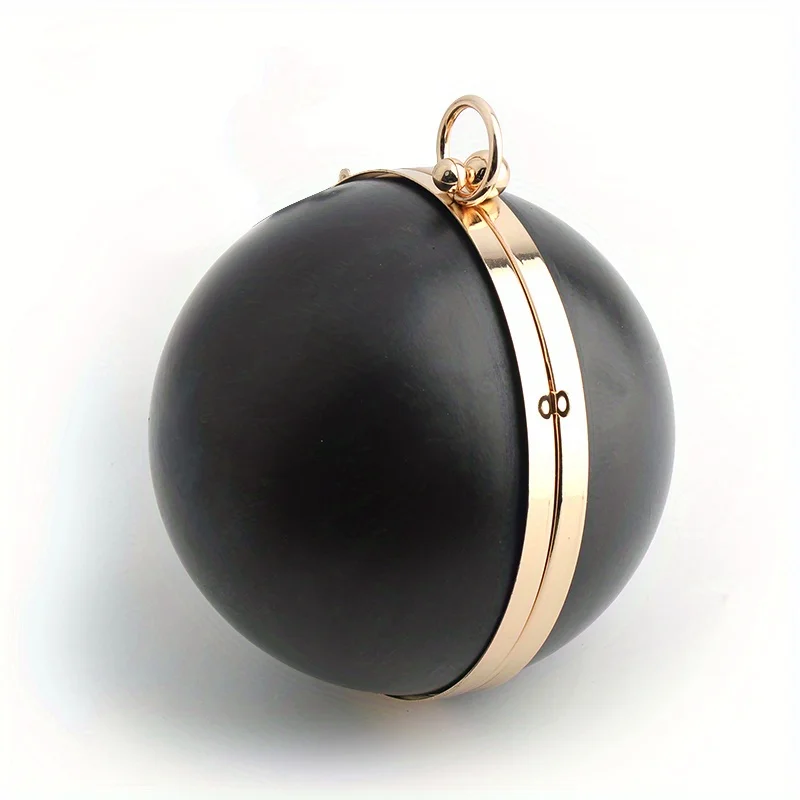 1PC Round Straight Gold Black Handle Bag Ball Kiss Lock Metal Clutch Wallet Wedding Anniversary Gift for Your Lover