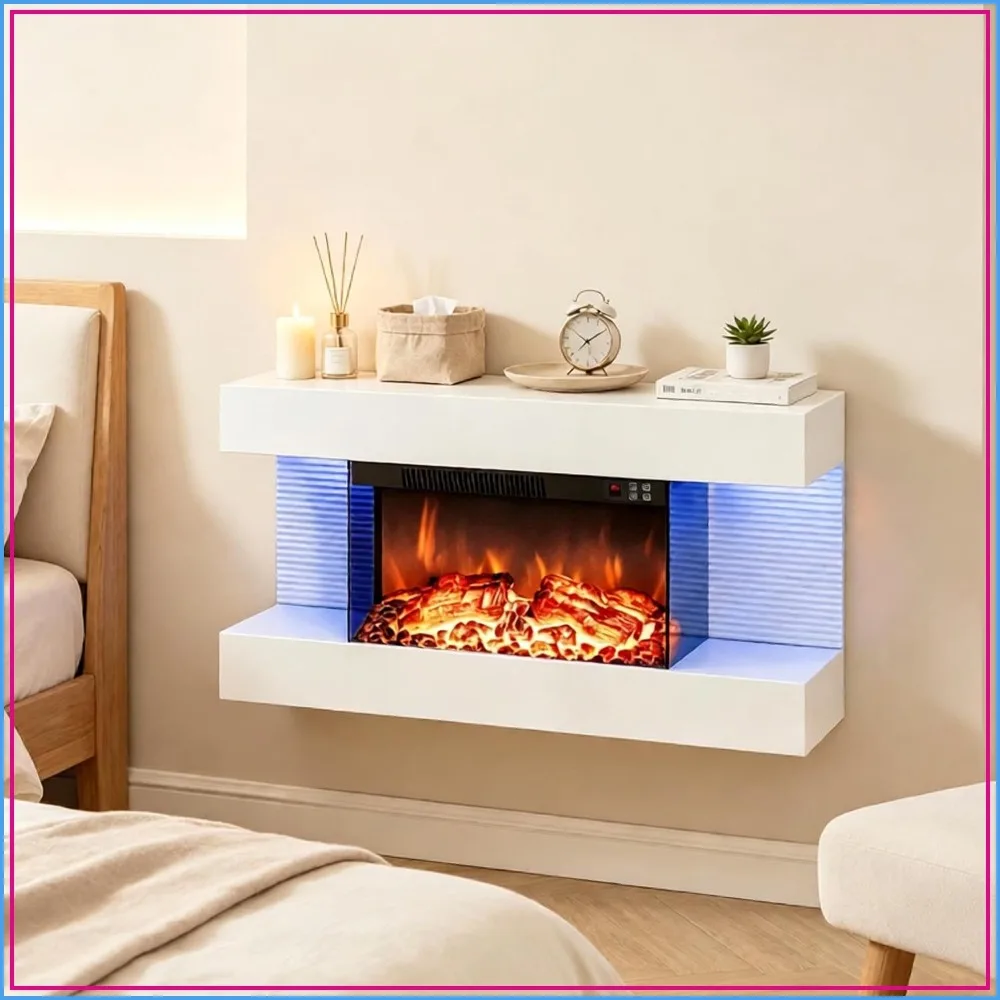 3 Sided Wall Mount Electric Fireplace with 32