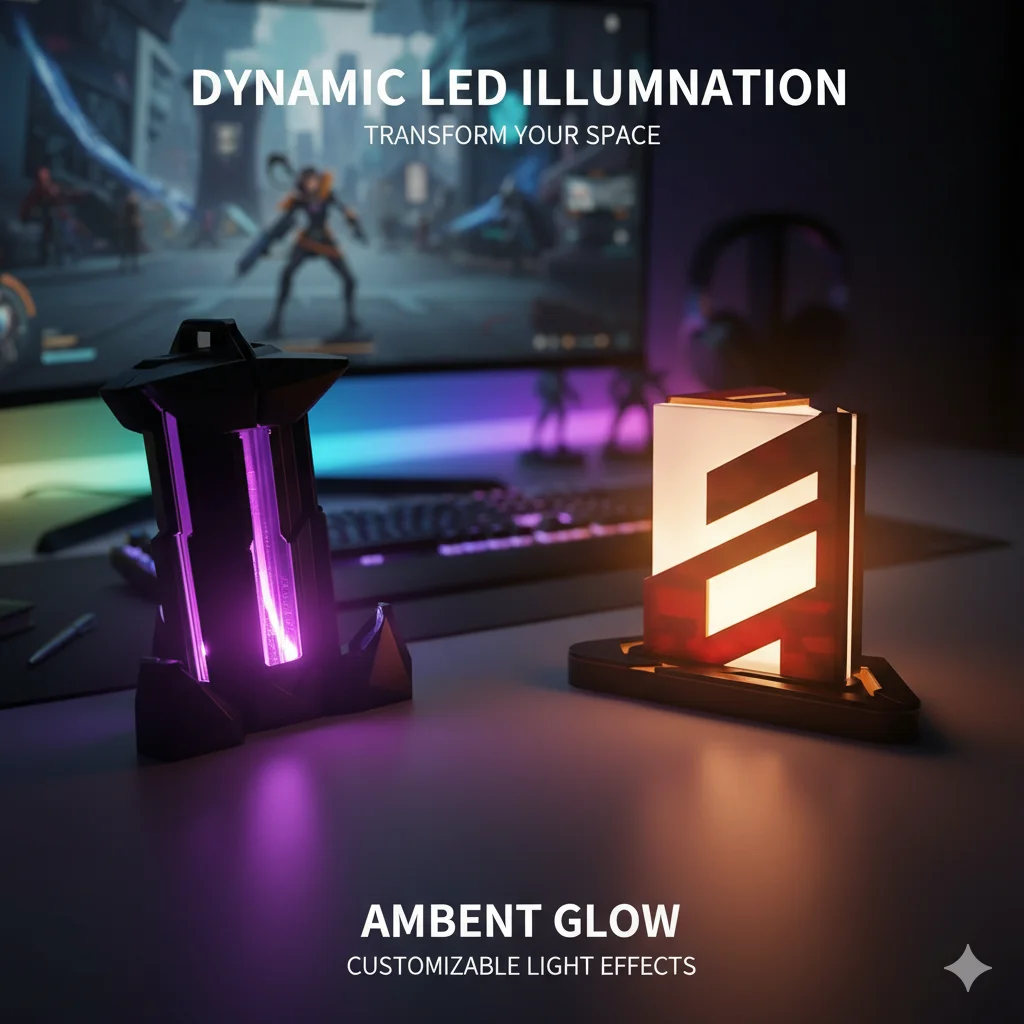 Gaming Style LED Night Light RGB Desk Lamp Rechargeable Ambient Light Gaming Desk Bedroom Decor Futuristic Decorative Lamp Gift