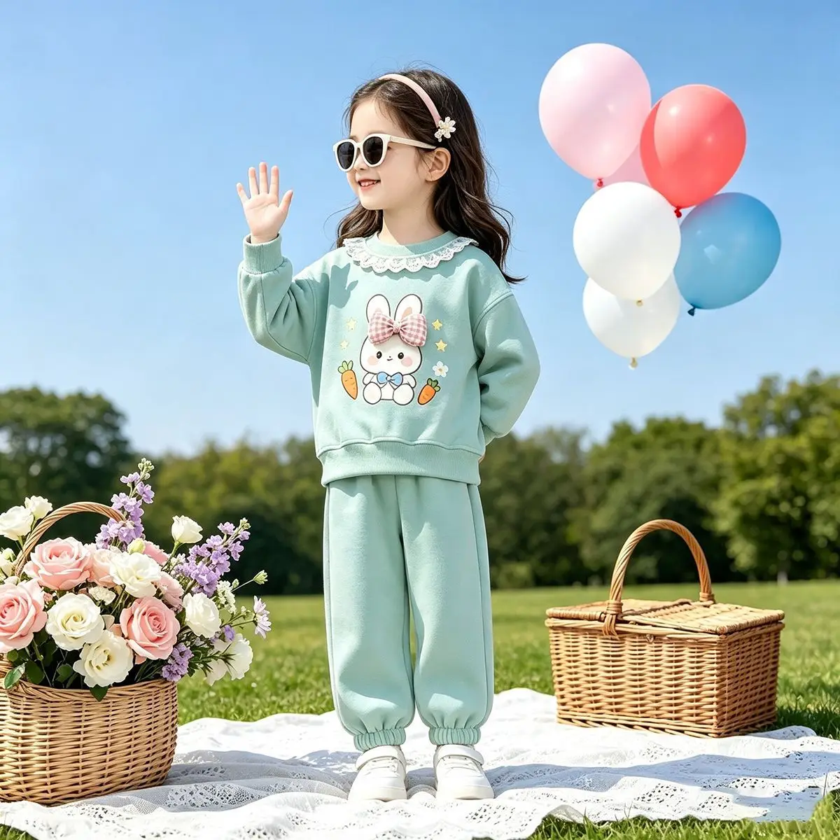 Süßes 2-teiliges Set für Mädchen – Langarm-Oberteil & Hose mit Bündchen für den frühen Herbst, niedliches Freizeitoutfit für Kleinkinder – Detail 12