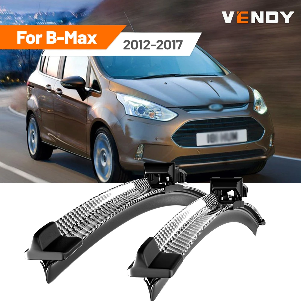 

For Ford B-Max BMax B Max 2012-2017 2013 2014 2015 2016 2pcs Front Windshield Wiper Blades Windscreen Wipers Carbon Fibre &Black