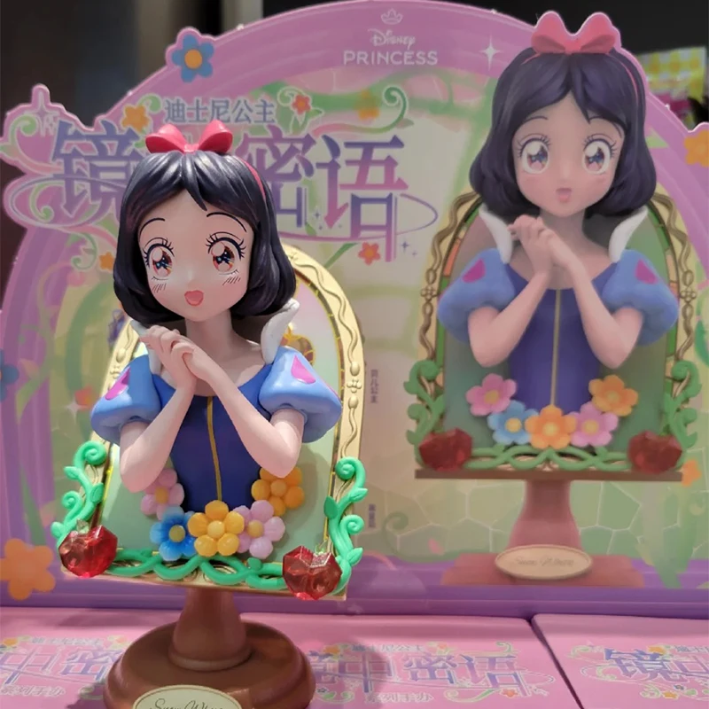 Miroir de princesse Disney authentique fait à la main pour enfants, série de langues secrètes, boîte ennemi, ornement de bureau fille blanche neige, Kawaii, cadeau de Noël