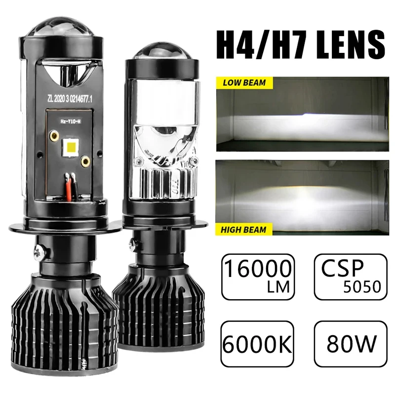 

Car Headlight Mini Lens H4 H7 LED Projector Bulb Canbus Y10 60W 6000K 12000LM 12V Auto Motorcycles HeadLamp High Low Beam