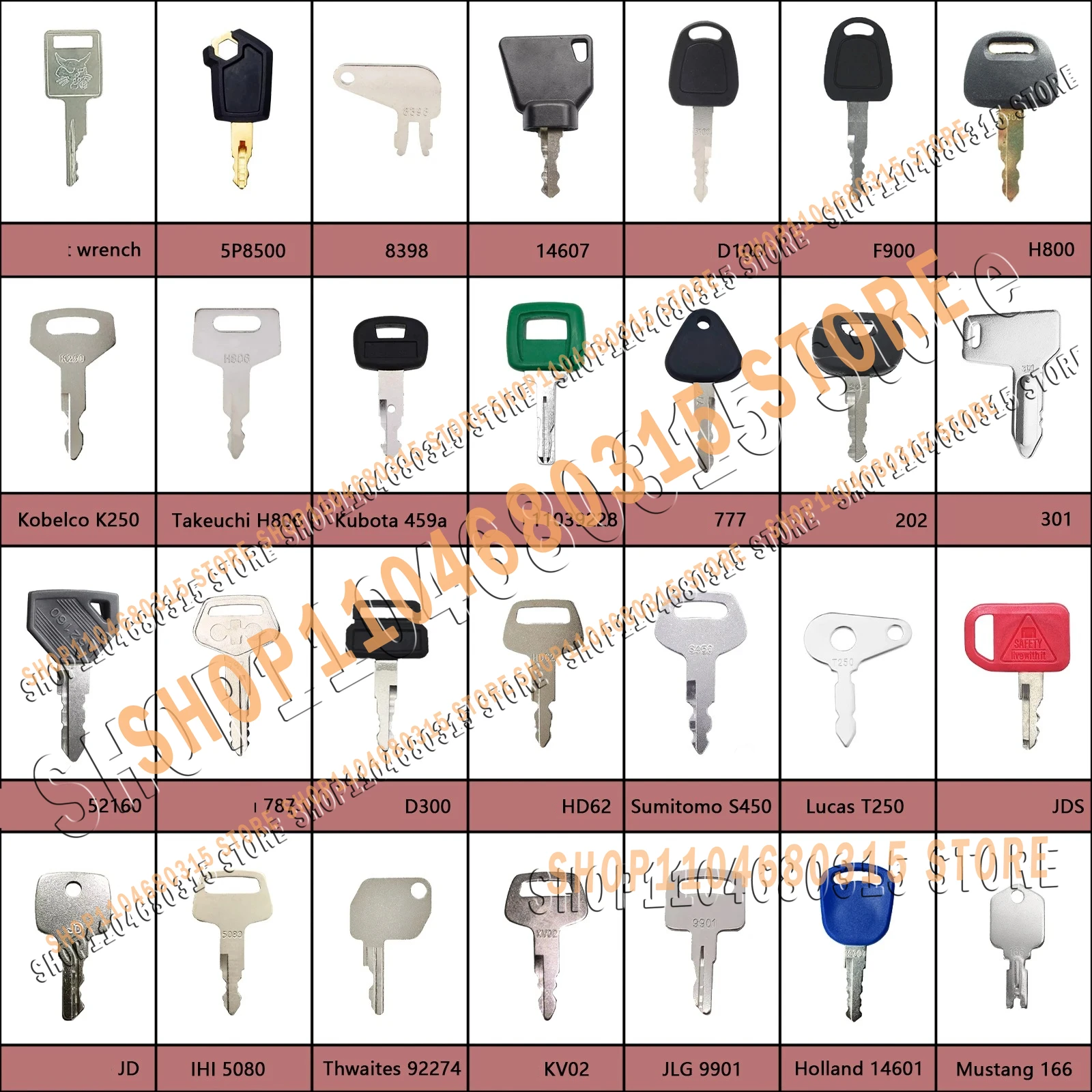 28PCS New Ignition Key for CA Bobcat Vol Komatsu Hita Excavator Skid Steer Loader Bulldozer Tractor
