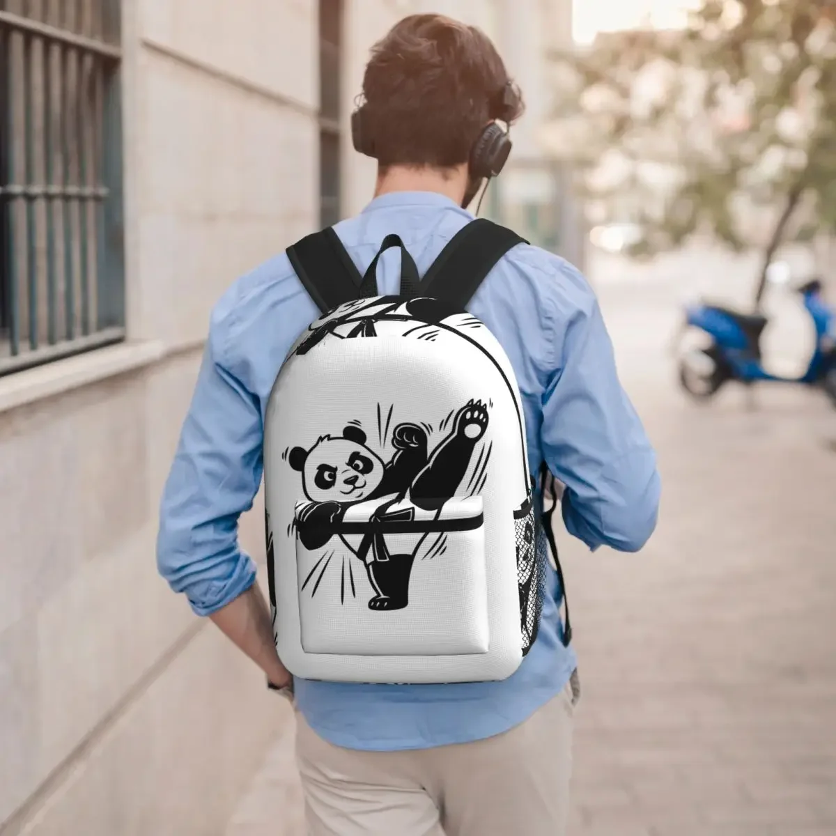 Cartoon Judo Panda Backpack Boys Girls BookBag Children School Bag Laptop Shoulder Bags for Men Women