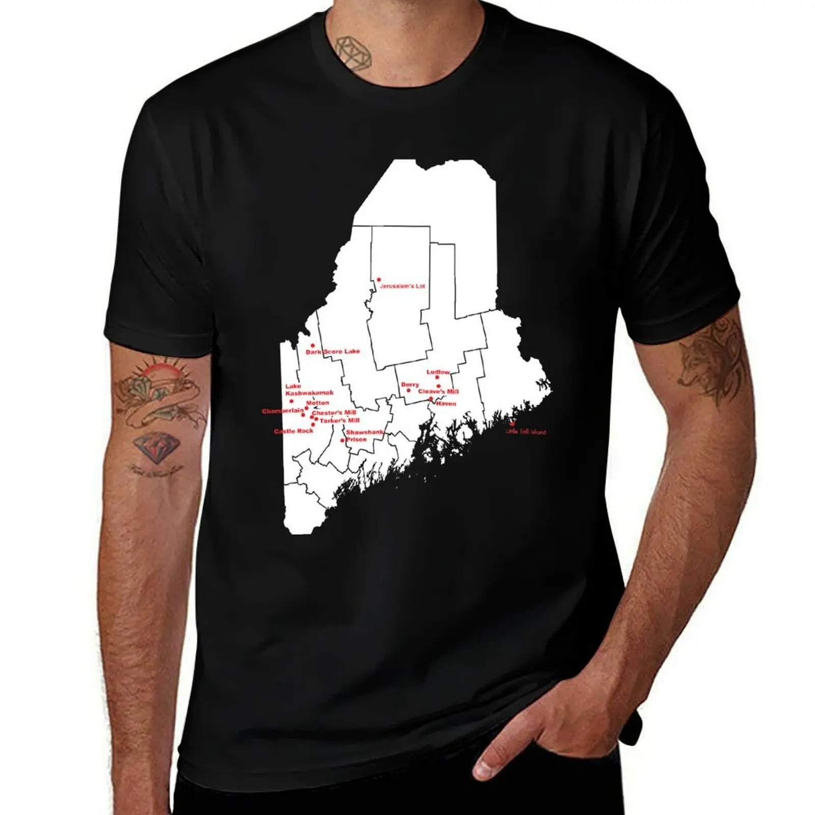 King's Maine Map Shirt T-Shirt men t shirt cotton 100% mens graphic t shirts T-Shirt