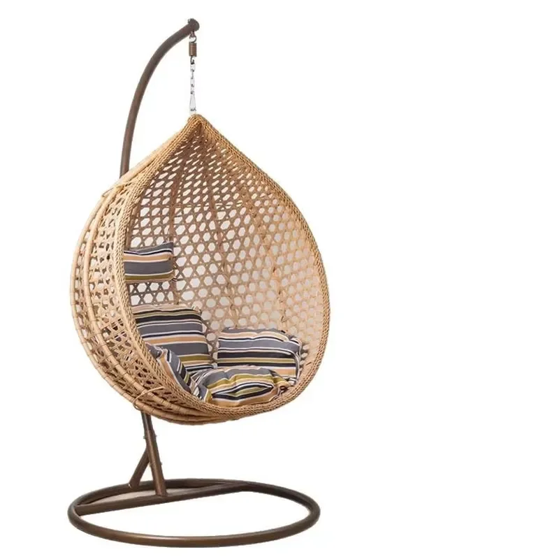 Modern Rattan Hanging Chair Outdoor Garden Swing Balcony Terrace Hammock Seat Simple Design Patio Furniture Relaxing Cradle