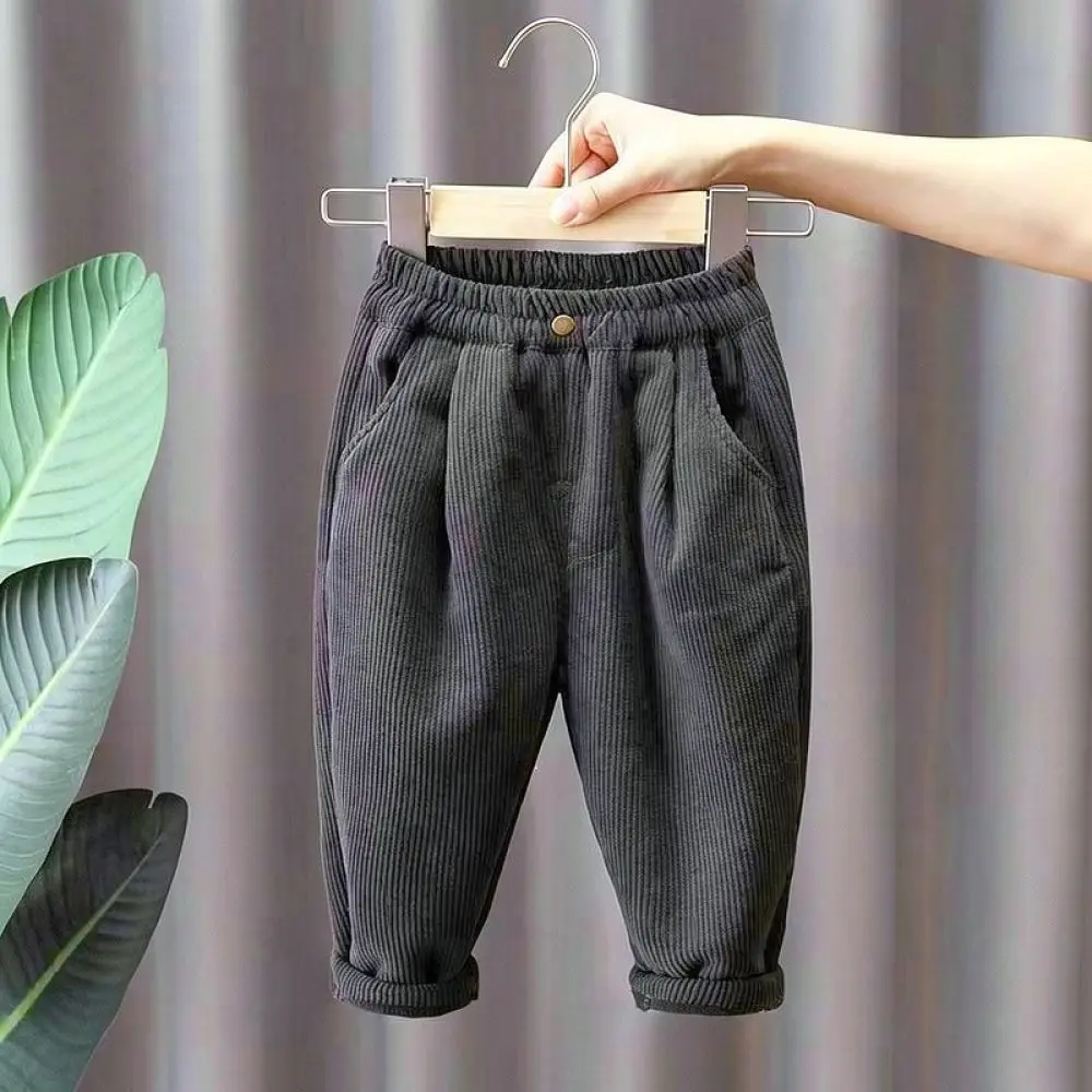 Kids Thick Corduroy Pants Winter Fleece Lined Thermal Trousers For Boys Girls Soft Comfortable Casual Active Wear