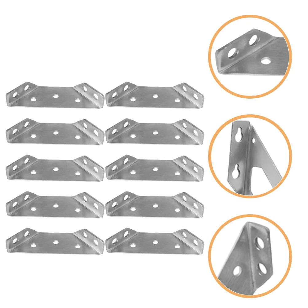 10 Pcs Stainless Steel Corner Brackets 90 Degree Shelf Braces Kitchen Cabinet Support Heavy Duty Installation Hardware Silver