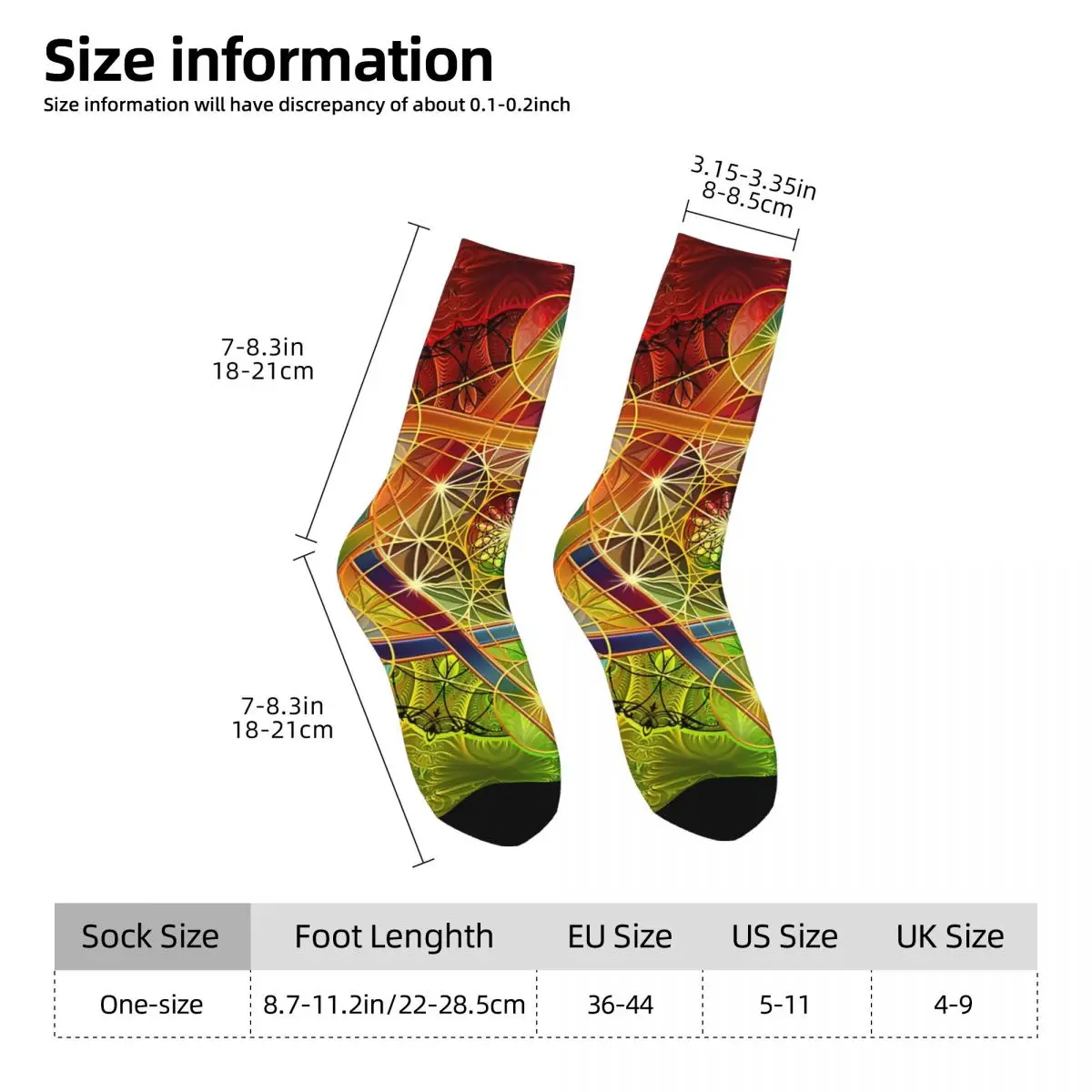 Funny Crazy Sock for Men Metatron's Cube With Merkabah Hip Hop Harajuku Seamless Pattern Printed Boys Crew Sock Novelty Gift