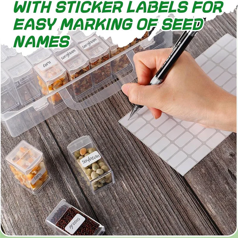 

ABTS-48 слотов для хранения семян, 2 размера, с этикетками, наклейками, портативный контейнер для семян, набор коробок