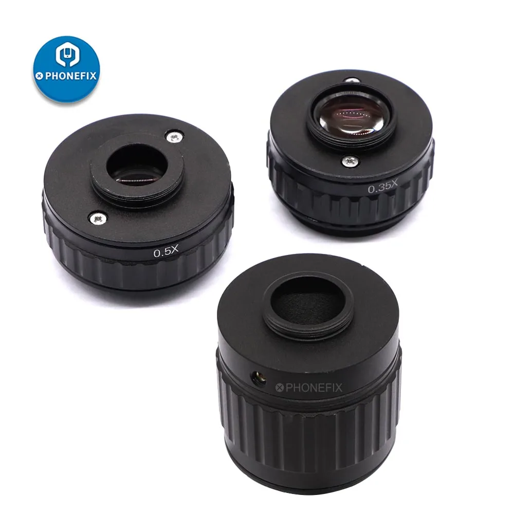 Mount Adapters Lens para Microscópio Trinocular Estéreo Instalação de Câmera Ajustável x 0.35x 0.5x Foco c