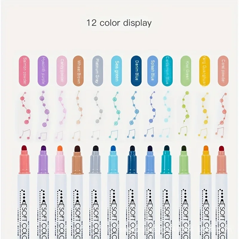 6Pcs/Set Light Color Dot Painting Brush Set Double Tip Fine Pen And Dot Painting Marker Painting Office School Supplies