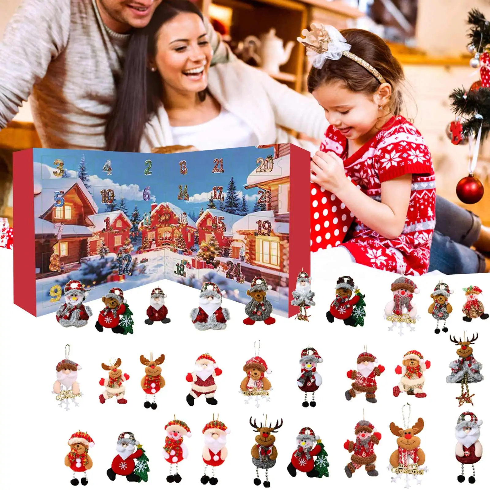 2025 أطفال عيد الميلاد العد التنازلي لطيف الاكريليك صندوق معلق للعائلة والأصدقاء شجرة عيد الميلاد الشنق عرض لوازم عيد الميلاد #5