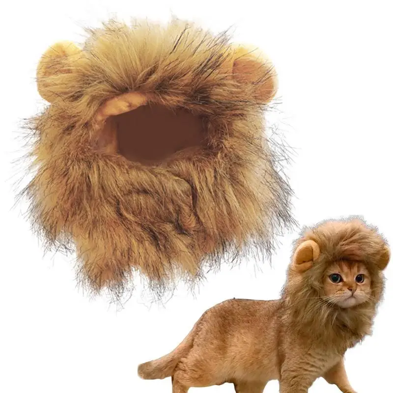 Cat Costume Cute Lion Mane Cat Wig Hat Cosplay Clothes Caps Dress Up Puppy Kitten Halloween Party Decoration Supplies