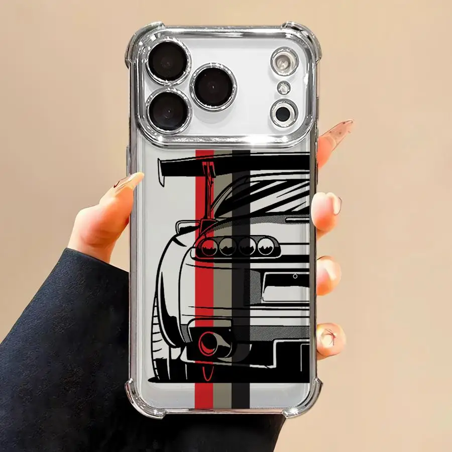 حافظة لهاتف آيفون 13 12 11 برو ماكس 16 15 14 بلس 16e 17 غطاء شفاف لسيارة الانجراف اليابانية