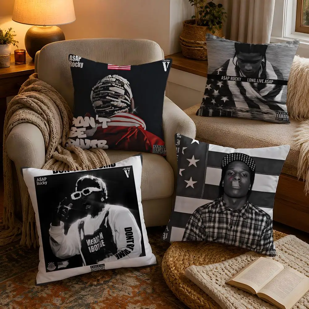 ASAP Rocky Rap Singer Cushion Cover Soft Plush Cushion Cover Double Print And Invisible Zipper For Sofa Home Car Use