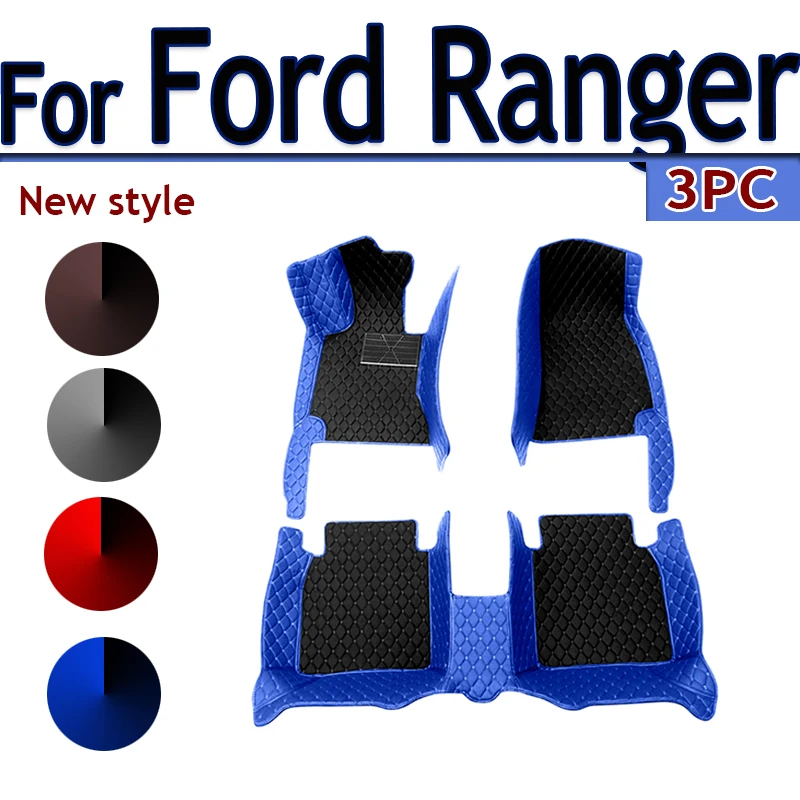 Leather Car Floor mats for Ford Ranger 2020 2019 2018 2017 2016 2015 2014 2013 2012 Carpets Rugs Pads Interior Parts Accessories