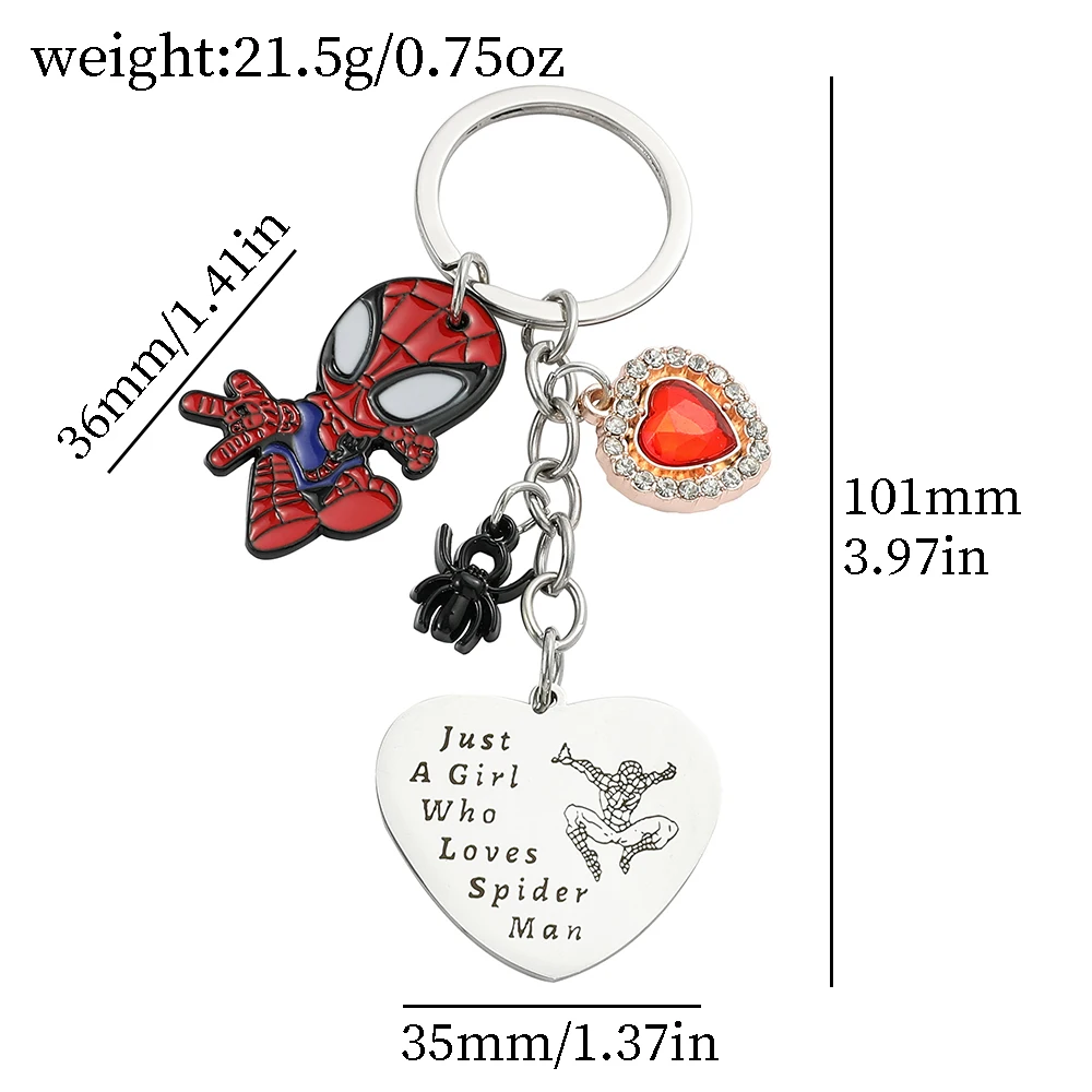 Marvel Superhero Spiderman Keychains Just A Girl Who Loves Spider Man Keyrings Cartoon Disnes Avengers Figures Key Chains Gift