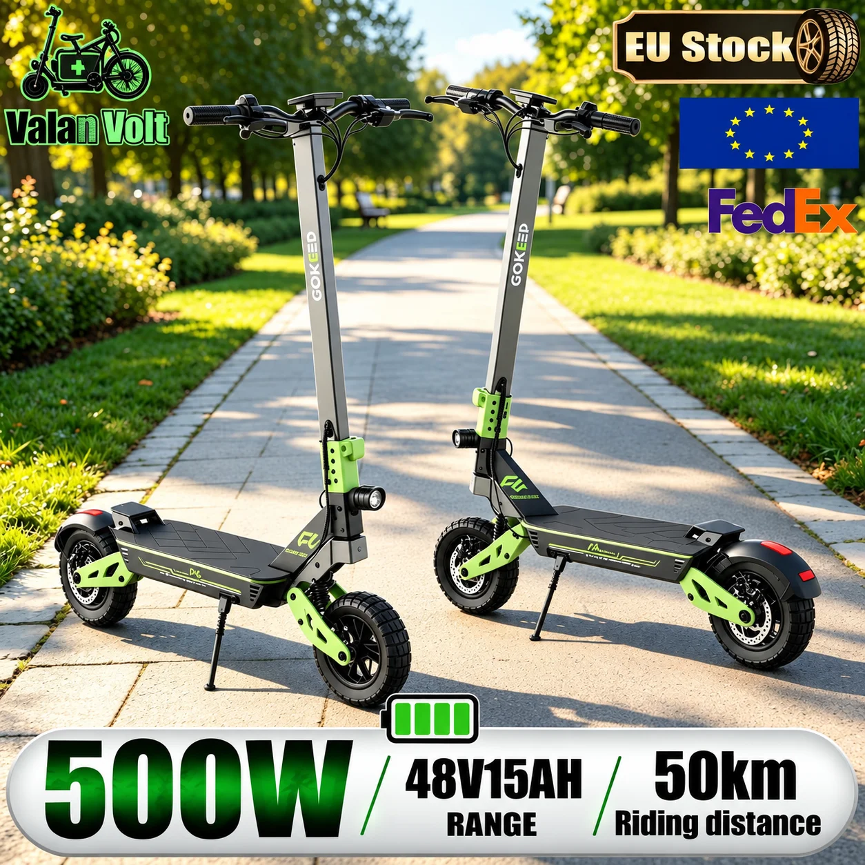 Monopattino elettrico Green Leisure E-Bike Ps44 con motore da 800W, batteria al litio da 48V 16Ah e pneumatici da 11 pollici per uso fuoristrada. Si tratta di un monopattino pieghevole per l'uso in