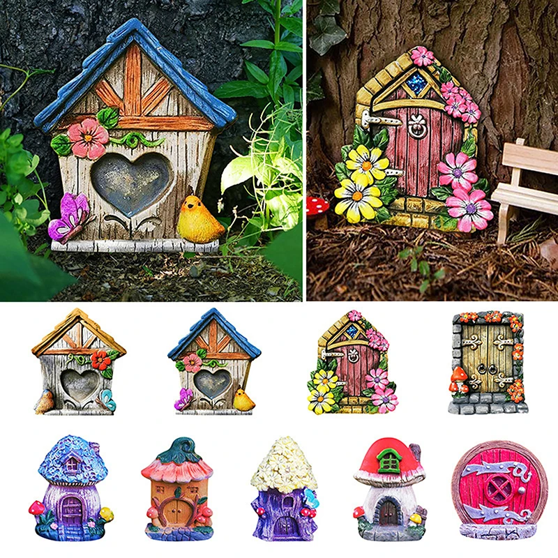 

Wooden Fairy Elf Door Fairy Tale Gate Mini Home Landscape Decoration Craft Micro Bonsai Courtyard Ornaments Garden Door