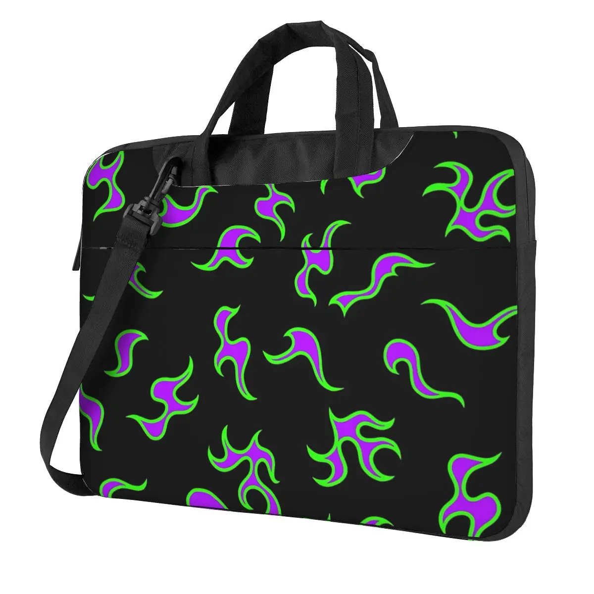 

Neon Green Flames Laptop Bag Case Protective Vintage Computer Bag Bicycle Crossbody Laptop Pouch