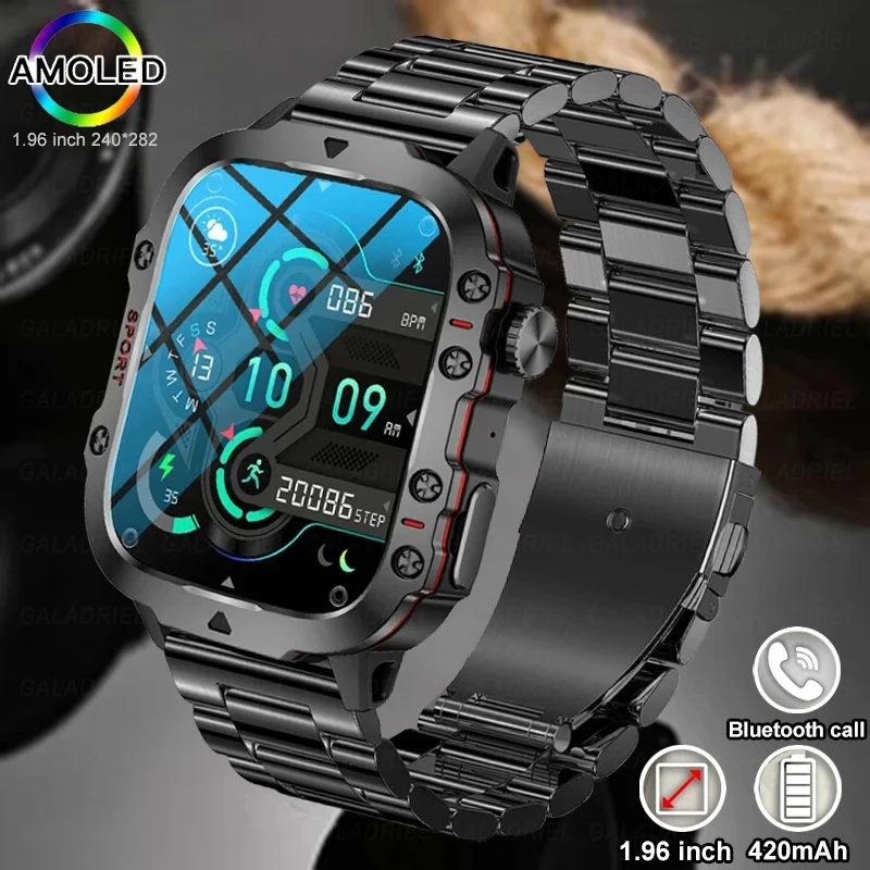 

2024New Rugged Military Fitness Smart Watch Men For Android Xiaomi IOS 3ATM Waterproof Sport Ai Voice Calling Smartwatch Outdoor