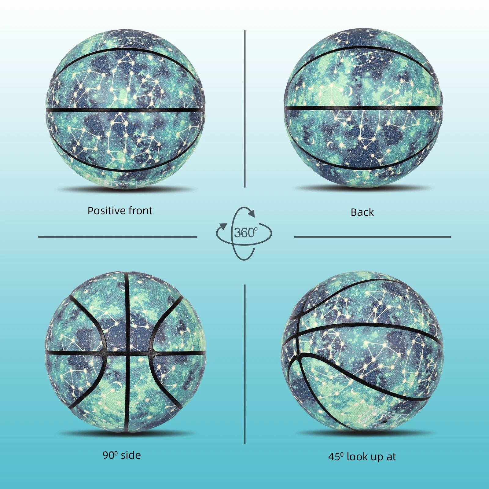 Gloeiend leer groen lichtgevend basketbalcadeau voor jongens meisjes, binnen en buiten nachtspel balgrootte 7 (29.5") / 6(28.5") / 5 (27,5")