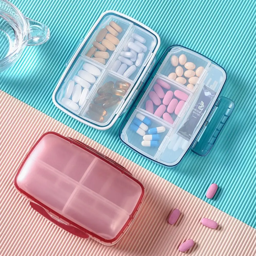 

8 Compartments Weekly Pill Case Waterproof Moisture-proof Travel Pill Organizer Large Capacity Double-layered