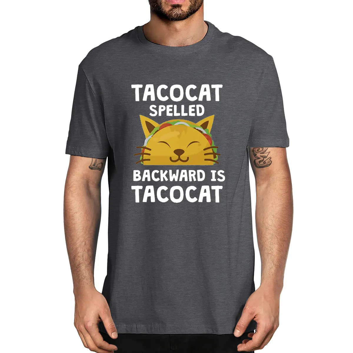 100% Cotton Tacocat Spelled Backward Is Taco Cat Shirt Gift New Design Funny Summer Mens Novelty T-Shirt Women Casual Tee