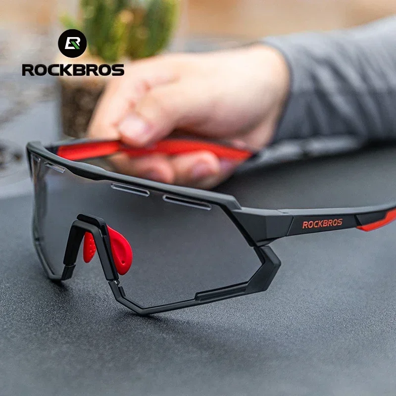 ROCKBROS Polarized Cycling Glasses Photochromic Glasses Men Sports Polarized UV Sunglasses Bicycle Riding Goggles Eyewear 2 Lens