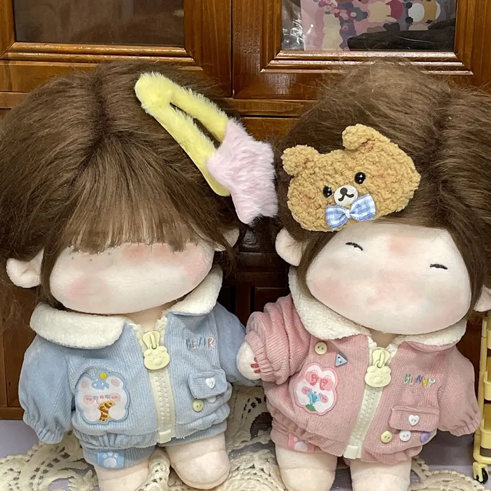 

20CM Cotton Doll Clothes Suit Cute Bear Tops Lapel Corduroy Coat Cotton-padded Clothes Short Pants For Idol Dolls Accessories