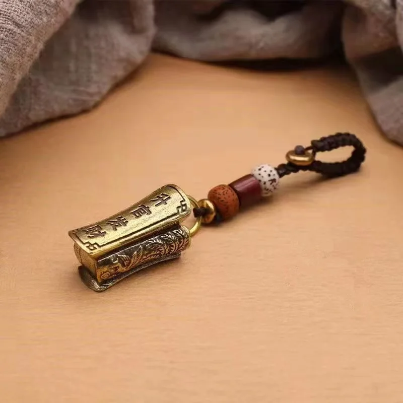 Pure brass mini promotion fortune small coffin key chain hand piece car key chain pendant fortune pendant hanging ornaments
