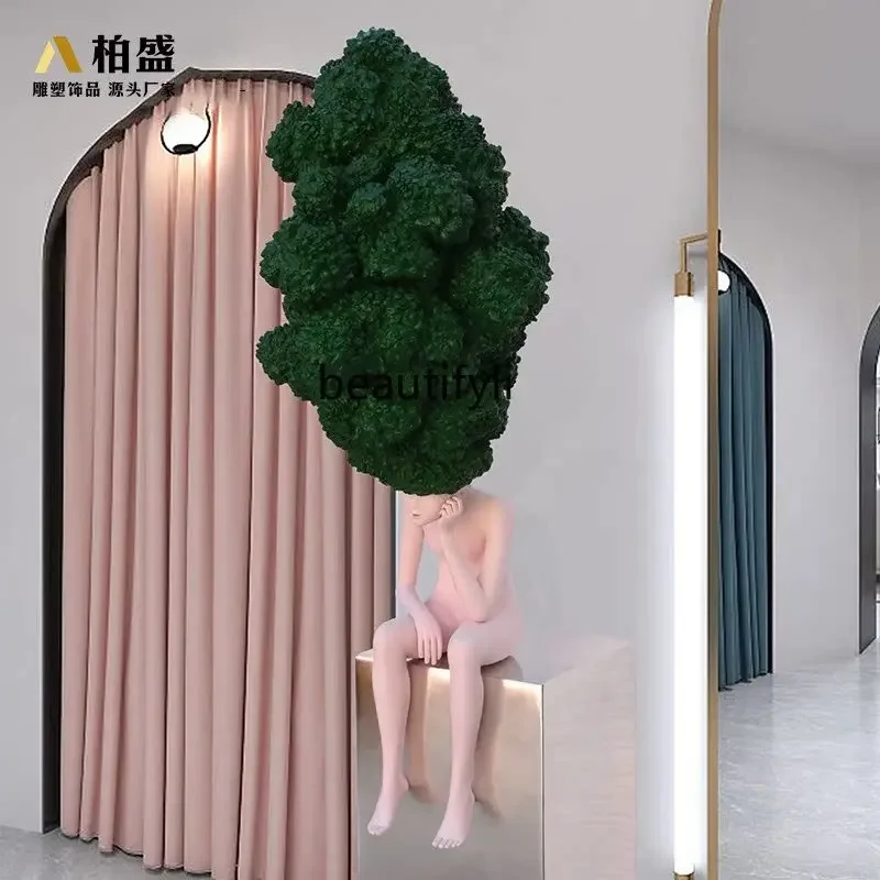 01A Light luxury high-end creative abstract sculpture decoration hotel lobby figure fiberglass ornament artwork