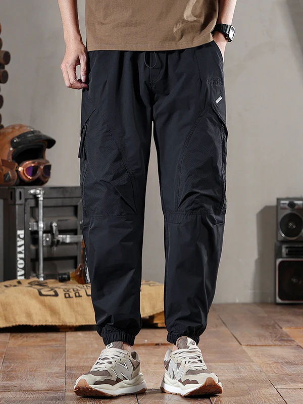 

Qui Dry Work Pants Men's Summer Thin Sport Casual Long Trousers Loose Straight Cut Cuffed Pants Breathable Comfortable Fit