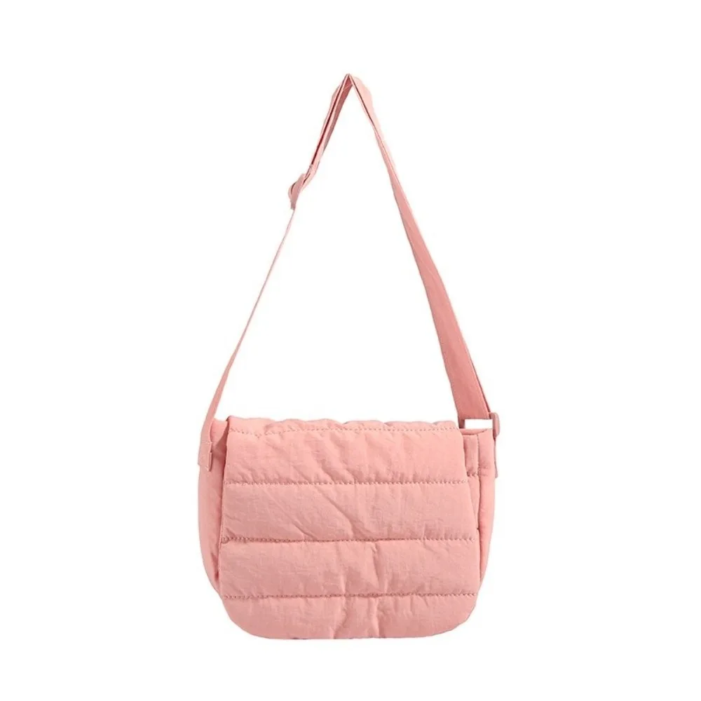 

Свежая однотонная сумка через плечо, легкая стеганая хлопковая квадратная сумка из полиэфирного волокна, мягкая нейлоновая сумка для подмышек для женщин и девочек