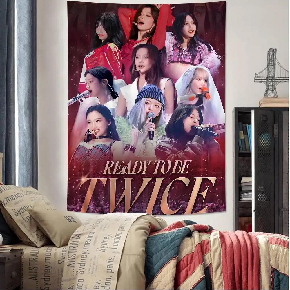 Canvas Painting kpop T-Twice Cartoon Tapestry for Living Room Home Dorm Decor INS Home Decor