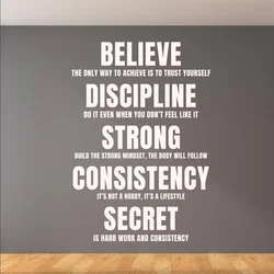 Believe, Discipline Motivational Quote Fitness Wall Decal Home Gym Decor room Vinyl Sticker Removable Adhesive DIY Mural Z546