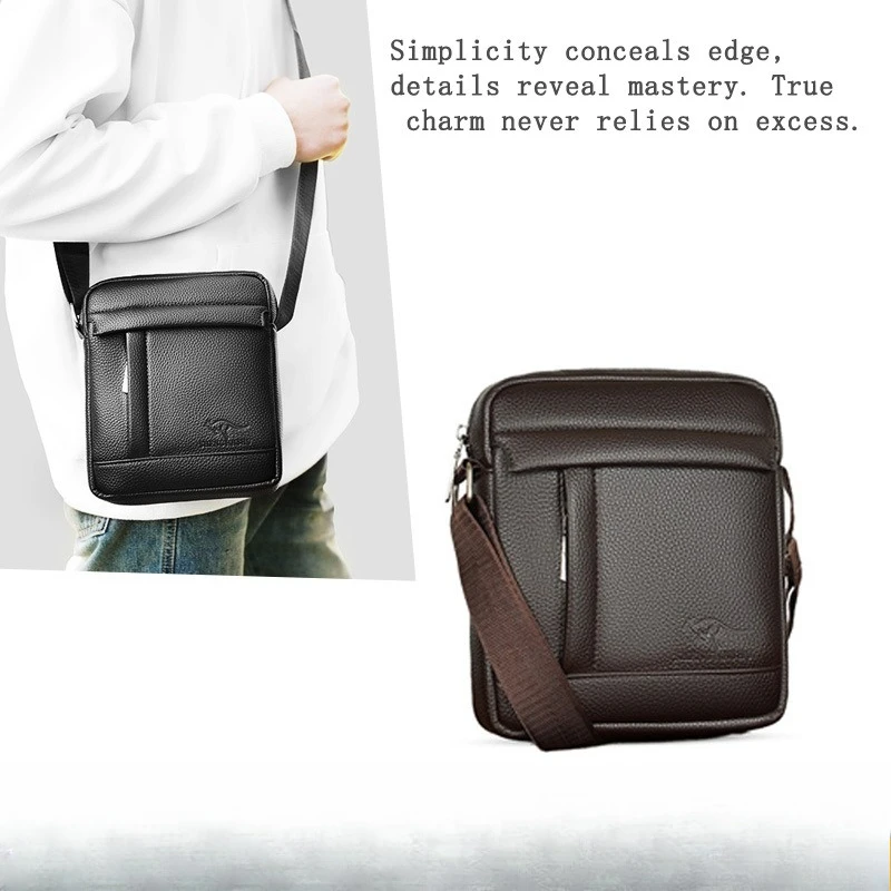 

PU leather square men's business casual single-shoulder backpack, lightweight and casual travel crossbody bag